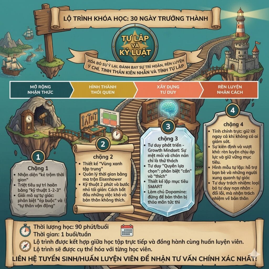 Khóa Học “30 Ngày Trưởng Thành”: Lộ Trình Đánh Thức Sự Tự Lập Và Kỷ Luật Ở Trẻ - Lịch học